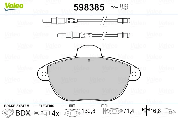 VALEO 598385 Brake Pad Set, disc brake