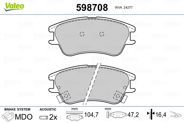 VALEO 598708 Brake Pad Set, disc brake