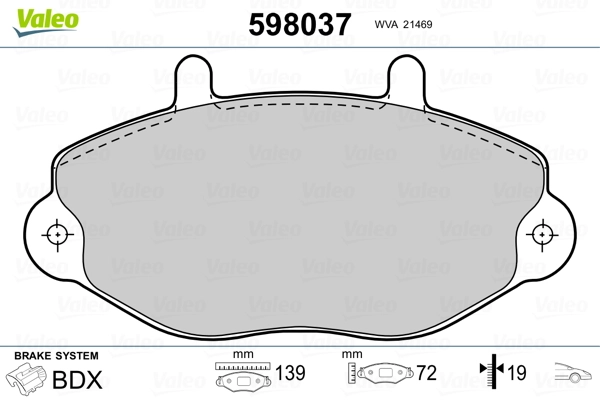 VALEO 598037 Brake Pad Set, disc brake