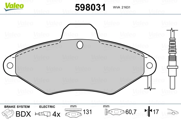 VALEO 598031 Brake Pad Set, disc brake