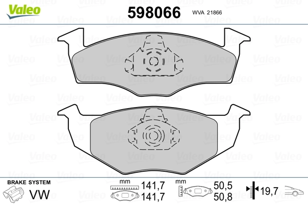 VALEO 598066 Brake Pad Set, disc brake