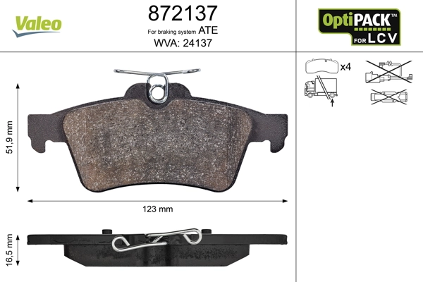 Set bantalan rem, rem cakram OPTIPACK for LCV 872137