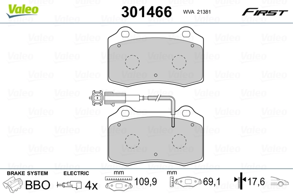 Brake Pad Set, disc brake FIRST 301466