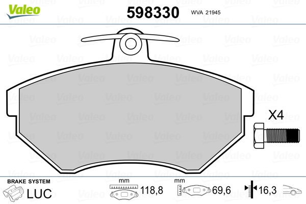 Brake Pad Set, disc brake 598330
