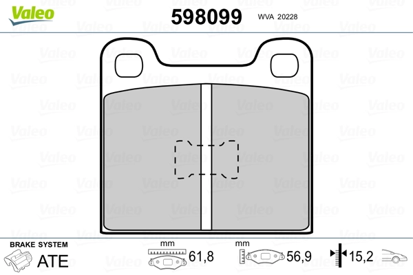 VALEO 598099 Brake Pad Set, disc brake