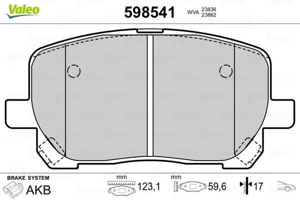 VALEO 598541 Brake Pad Set, disc brake