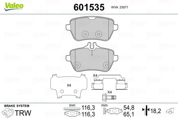 VALEO 601535 Brake Pad Set, disc brake