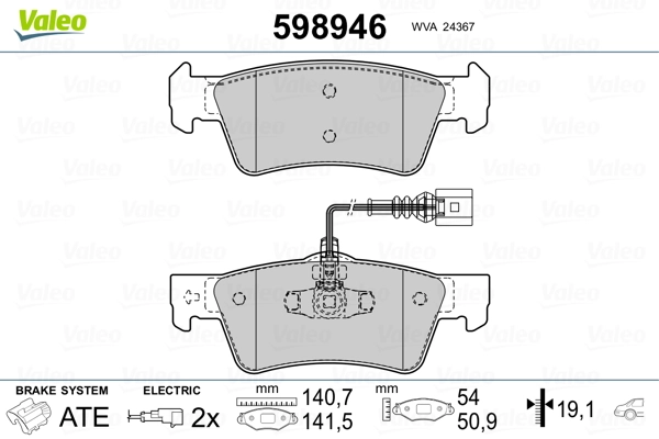 VALEO 598946 Brake Pad Set, disc brake