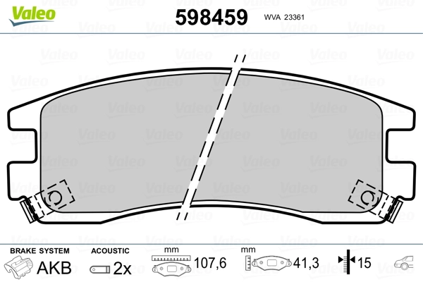 VALEO 598459 Brake Pad Set, disc brake