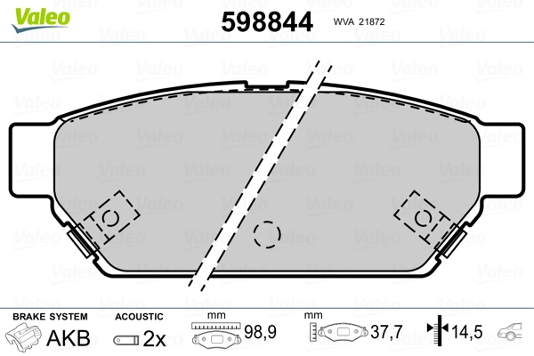 VALEO 598844 Brake Pad Set, disc brake