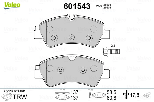 VALEO 601543 Brake Pad Set, disc brake