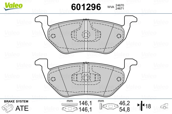VALEO 601296 Brake Pad Set, disc brake
