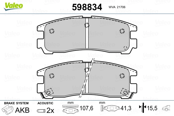 VALEO 598834 Brake Pad Set, disc brake