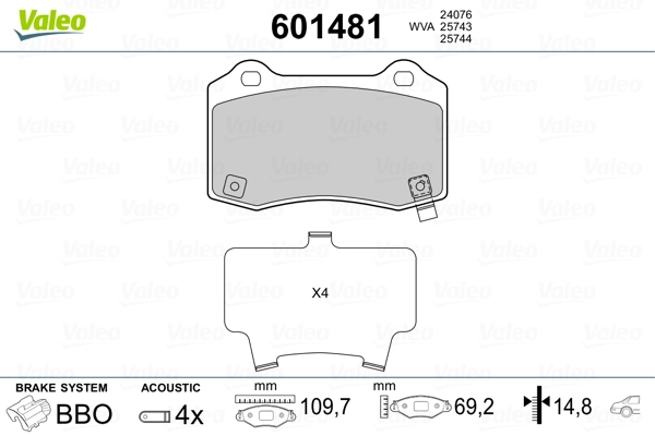 VALEO 601481 Brake Pad Set, disc brake