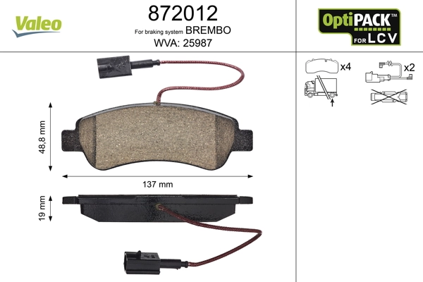 Brake Pad Set, disc brake OPTIPACK for LCV 872012