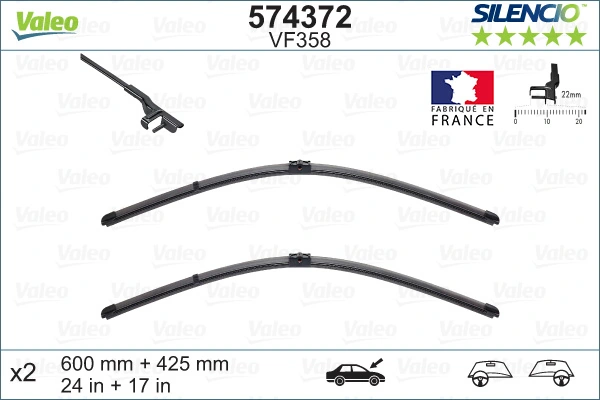 Wiper Blade SILENCIO FLAT BLADE SET 574372