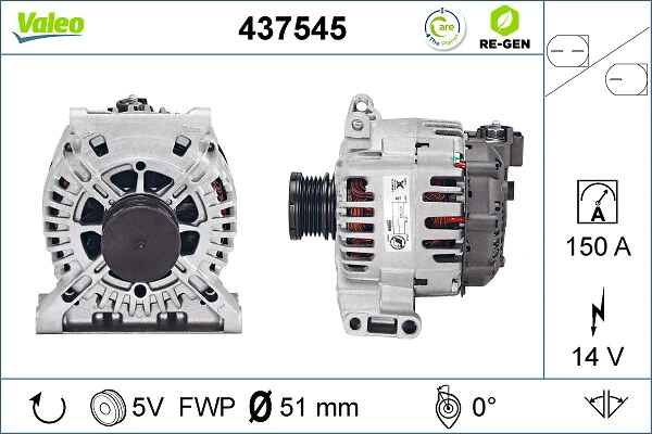 Alternator VALEO RE-GEN REMANUFACTURED 437545