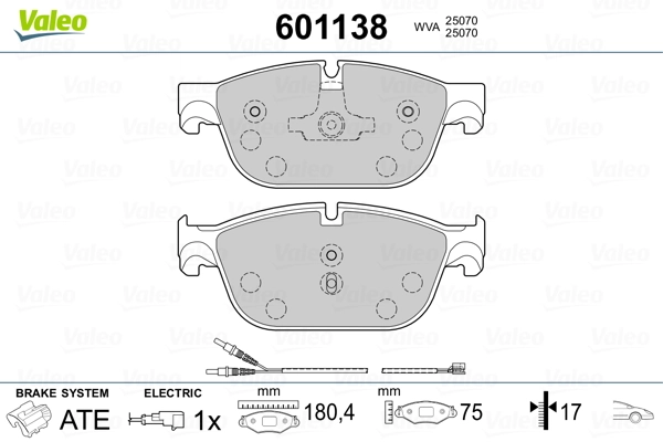 VALEO 601138 Brake Pad Set, disc brake
