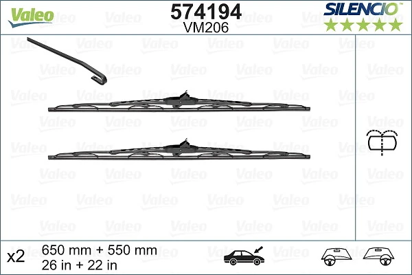 Wiper Blade SILENCIO CONVENTIONAL SET 574194