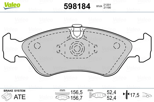 VALEO 598184 Brake Pad Set, disc brake