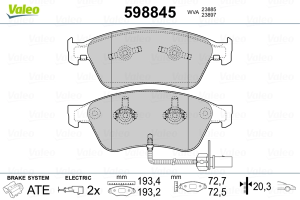 VALEO 598845 Brake Pad Set, disc brake
