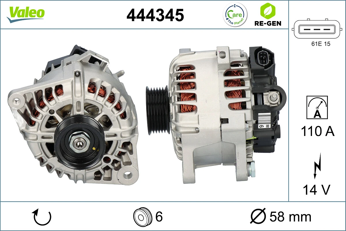 Alternator VALEO RE-GEN REMANUFACTURED 444345