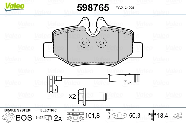VALEO 598765 Brake Pad Set, disc brake