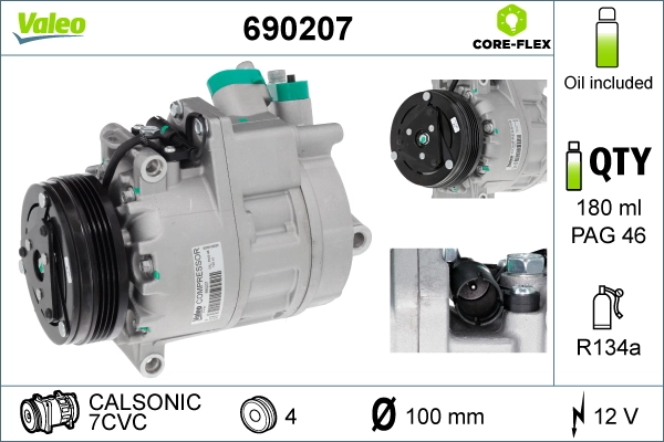 Compressor, air conditioning VALEO CORE-FLEX 690207