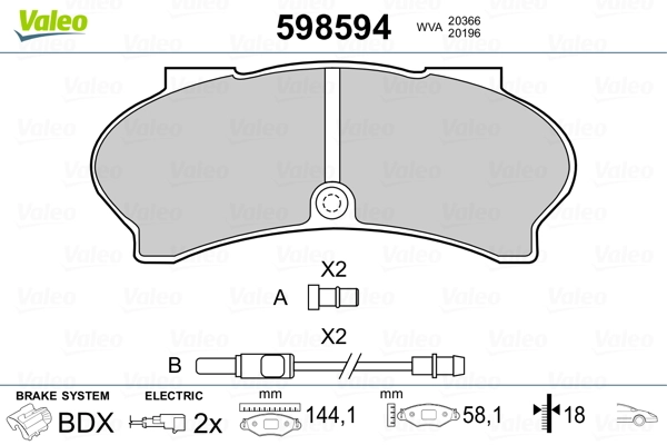 VALEO 598594 Brake Pad Set, disc brake