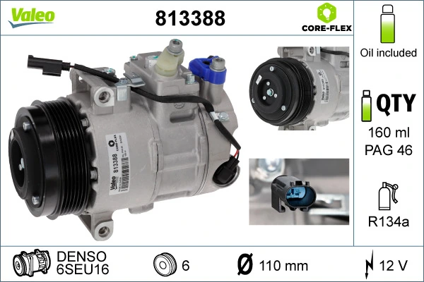 Compressor, air conditioning VALEO CORE-FLEX 813388