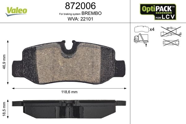 Brake Pad Set, disc brake OPTIPACK for LCV 872006