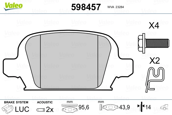 VALEO 598457 Brake Pad Set, disc brake