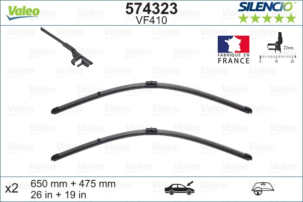 Wiper Blade SILENCIO FLAT BLADE SET 574323