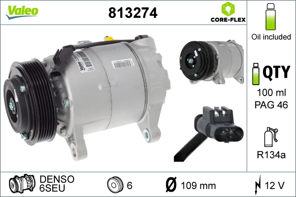 Compressor, air conditioning VALEO CORE-FLEX 813274