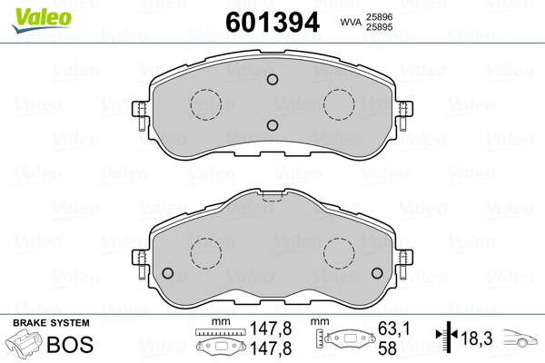 VALEO 601394 Brake Pad Set, disc brake