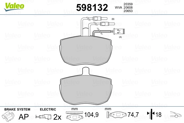 VALEO 598132 Brake Pad Set, disc brake