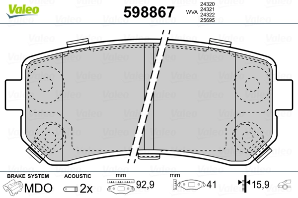 Brake Pad Set, disc brake 598867