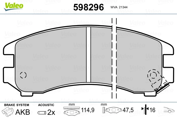 VALEO 598296 Brake Pad Set, disc brake