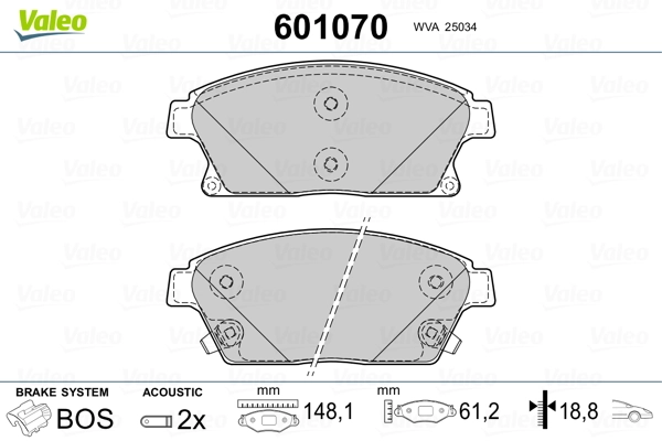 VALEO 601070 Brake Pad Set, disc brake