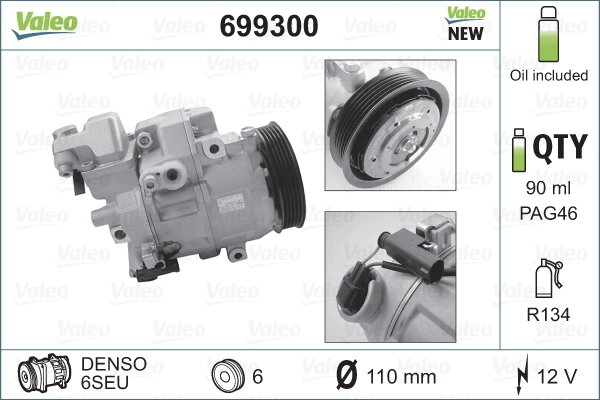 VALEO 699300 Compressor, air conditioning