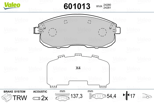 VALEO 601013 Brake Pad Set, disc brake