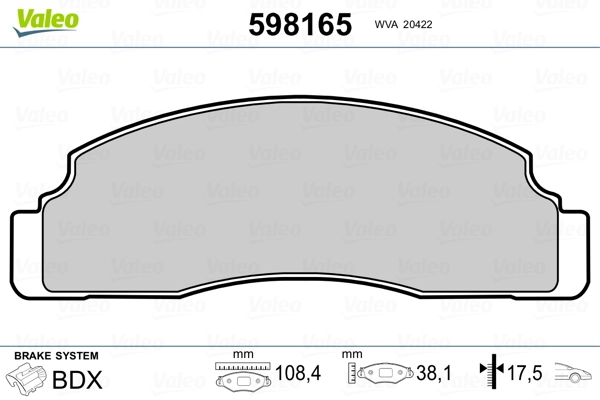VALEO 598165 Brake Pad Set, disc brake