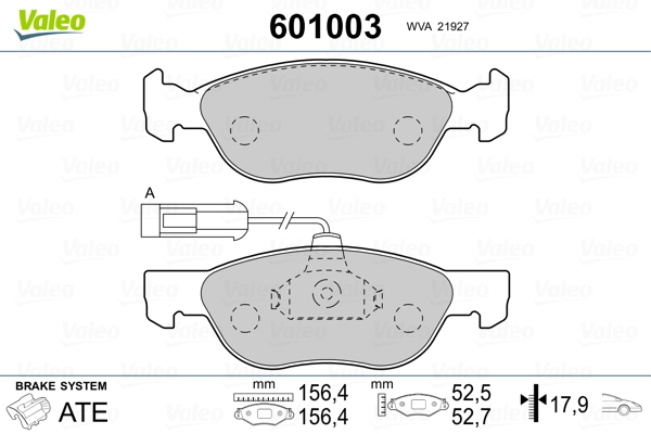 VALEO 601003 Brake Pad Set, disc brake