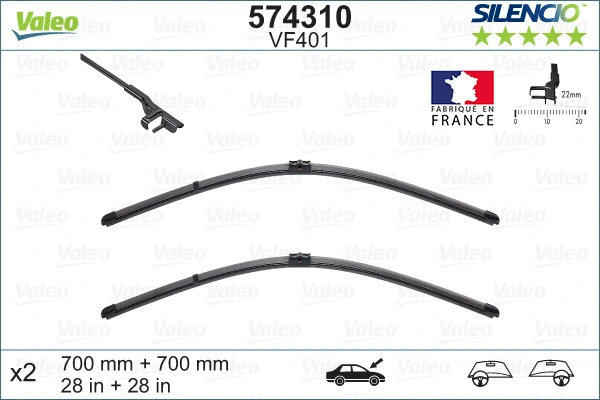 Wiper Blade SILENCIO FLAT BLADE SET 574310