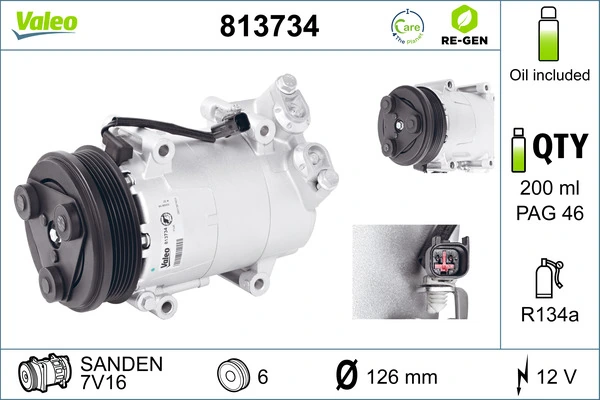 Kompressor, Klimaanlage VALEO RE-GEN - AT 813734