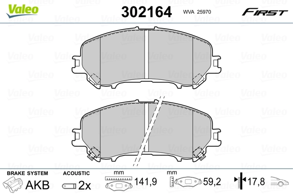 Brake Pad Set, disc brake FIRST 302164