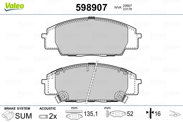 VALEO 598907 Brake Pad Set, disc brake