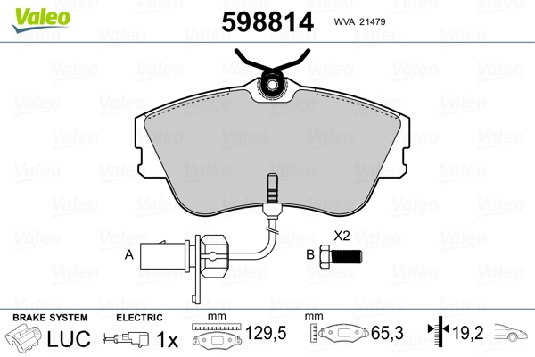 VALEO 598814 Brake Pad Set, disc brake