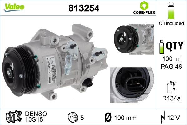 Compressor, air conditioning VALEO CORE-FLEX 813254