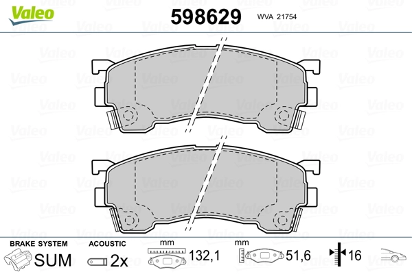 VALEO 598629 Brake Pad Set, disc brake